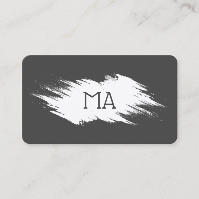 Carte De Visite Monogramme | Gris Blanc (Devant)