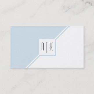 Carte De Visite Monogramme gris bleu et blanc moderne géométrique