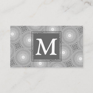 Carte De Visite Monogramme gris cercles motif