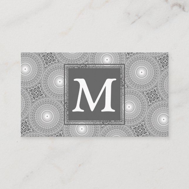 Carte De Visite Monogramme gris cercles motif (Devant)