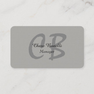 Carte De Visite Monogramme gris classique professionnel
