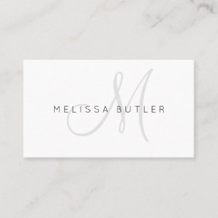 Carte De Visite Monogramme gris élégant minimaliste