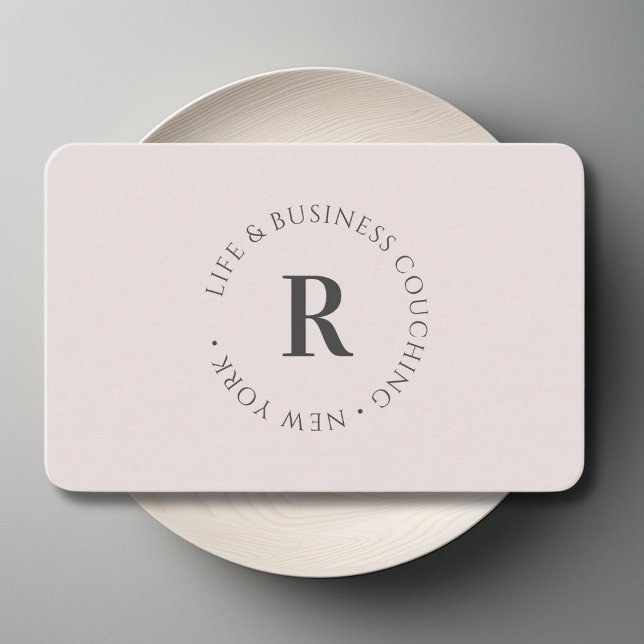 Carte De Visite Monogramme, gris minimal (Monogram, Minimum Gray Business Card)