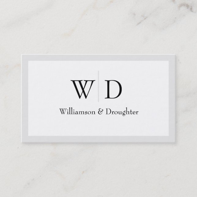 Carte De Visite Monogramme gris simple (Devant)