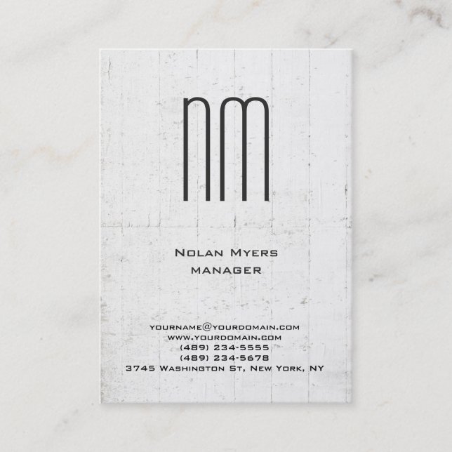 Carte De Visite Monogramme gris simple et simple (Devant)