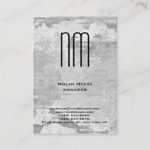 Carte De Visite monogramme gris simple et simple moderne