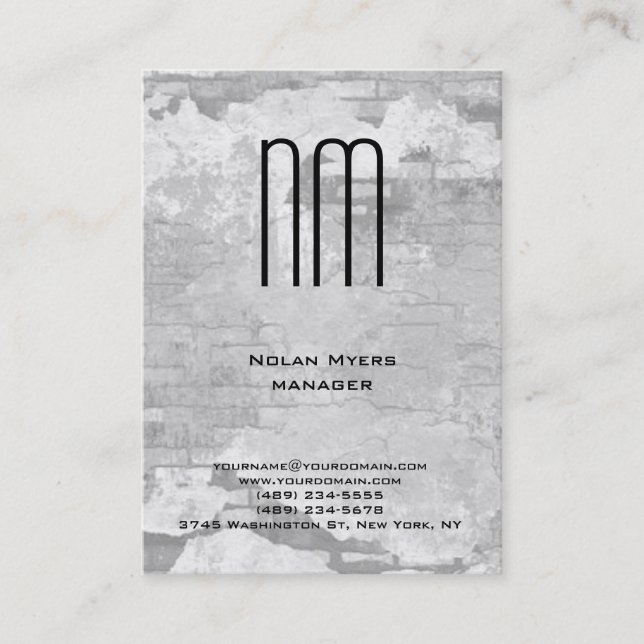 Carte De Visite Monogramme gris simple uni moderne unique (Devant)