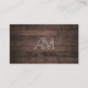 Carte De Visite Monogramme grunge moderne sur le bois Brown