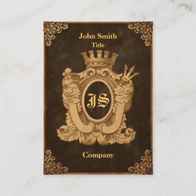 Carte De Visite Monogramme héraldique grunge (Devant)