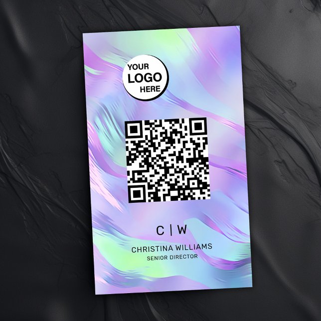 Carte De Visite Monogramme holographique du code QR (QR Code Holographic Monogram Business Card)