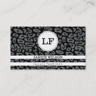 Carte De Visite Monogramme Impression de guépard (gris)