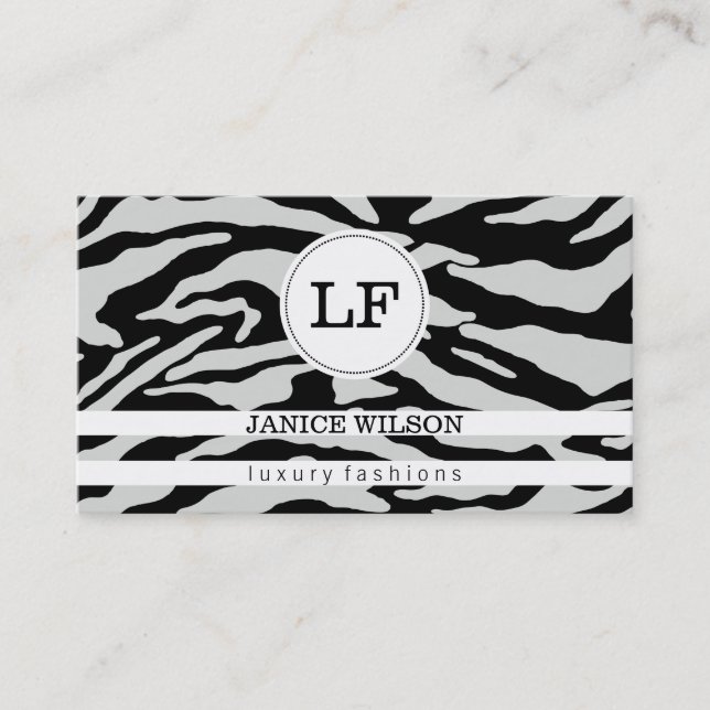 Carte De Visite Monogramme | Impression Zebra (Devant)