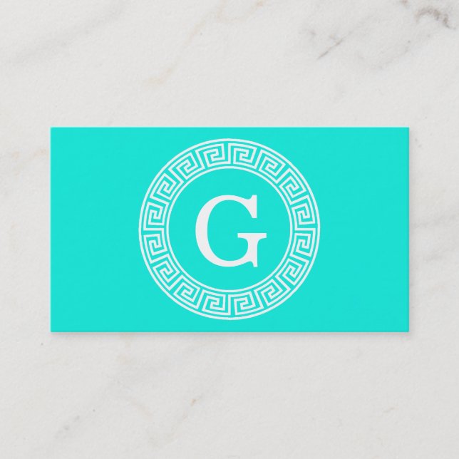 Carte De Visite Monogramme initial du cadre de ligne clé grecque d (Devant)