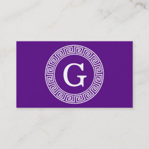 Carte De Visite Monogramme initial du cadre de ligne clé grecque v