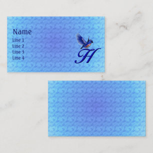 Carte De Visite Monogramme Initial H Élégant Bluebird