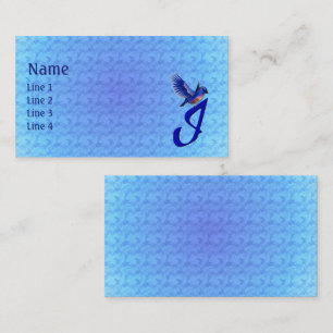 Carte De Visite Monogramme Initial I Élégant Bluebird