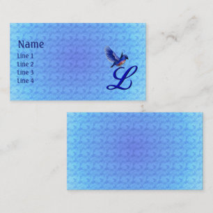 Carte De Visite Monogramme Initial L Élégant Bluebird