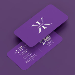 Carte De Visite Monogramme initial minimal Royal Purple Profession