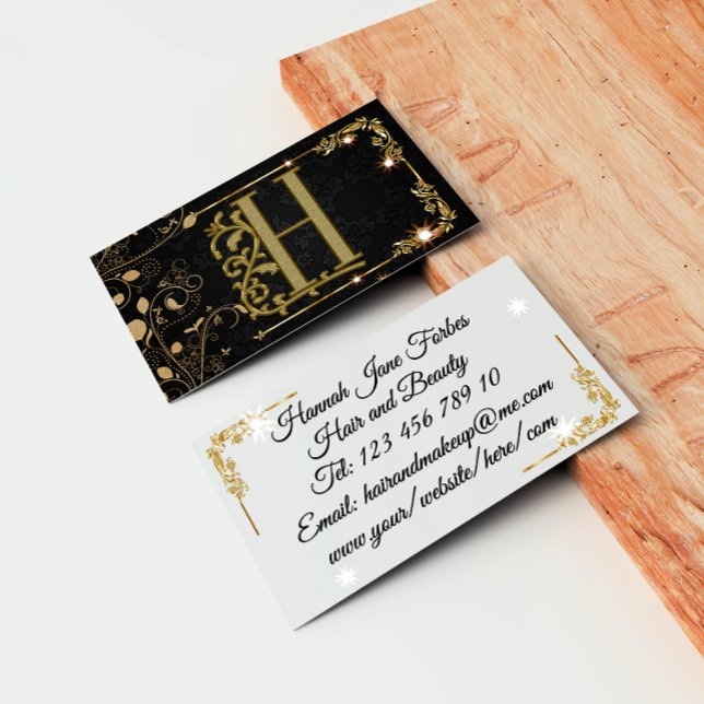 Carte De Visite Monogramme Initial Moderne Élégant Professionnel (Créateur téléchargé)