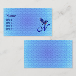 Carte De Visite Monogramme Initial N Élégant Bluebird