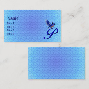 Carte De Visite Monogramme Initial P Élégant Bluebird