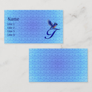 Carte De Visite Monogramme Initial T Élégant Bluebird