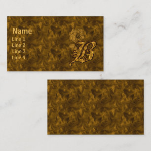 Carte De Visite Monogramme Initiale B Élégante Fleur de Pivoine en
