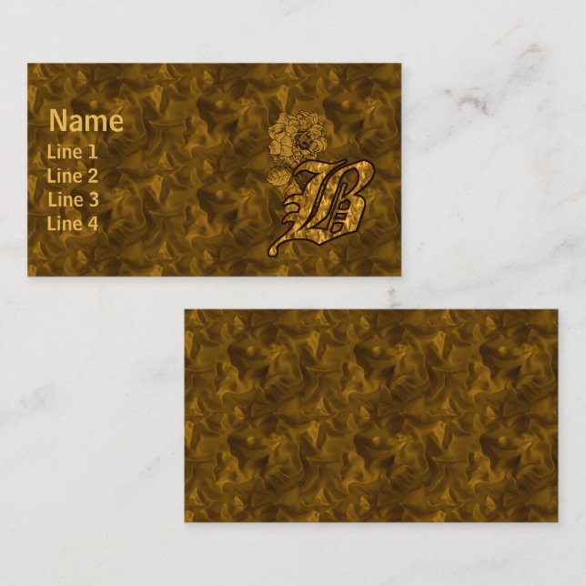 Carte De Visite Monogramme Initiale B Élégante Fleur de Pivoine en (Devant / Derrière)