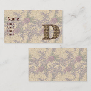 Carte De Visite Monogramme Initiale D Élégant Floral Vintage