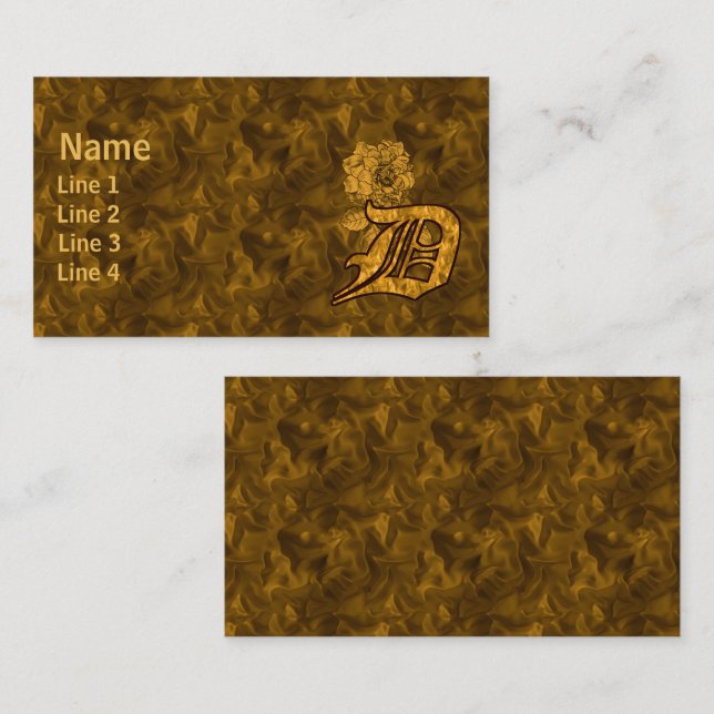 Carte De Visite Monogramme Initiale D Élégante Fleur de Pivoine en (Devant / Derrière)
