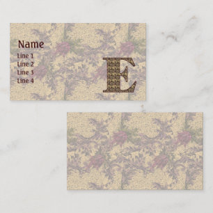 Carte De Visite Monogramme Initiale E Élégant Floral Vintage
