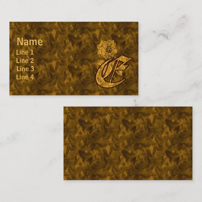 Carte De Visite Monogramme Initiale E Élégante Fleur de Pivoine en (Devant / Derrière)
