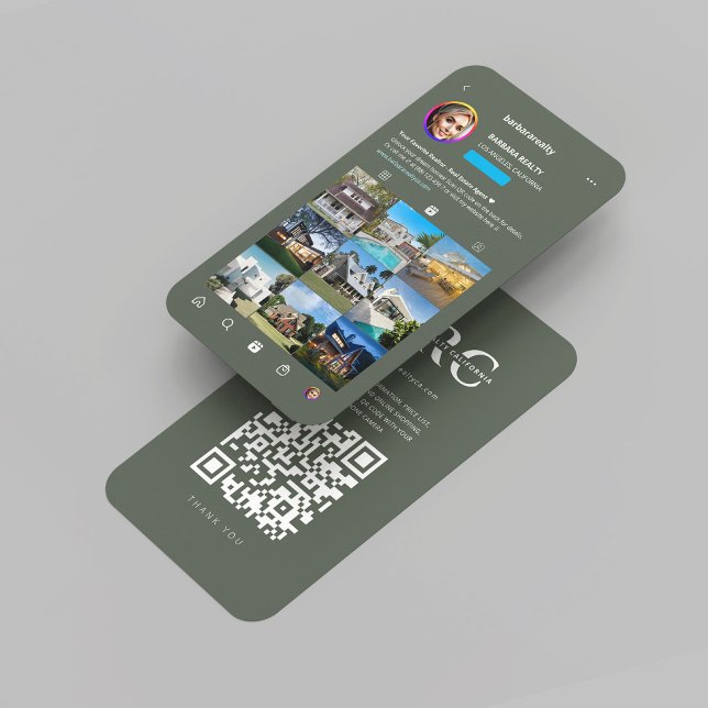Carte De Visite Monogramme Instagram Immobilier moderne (Modern Realtor Monogram Instagram Real Estate Sage Business Card
)
