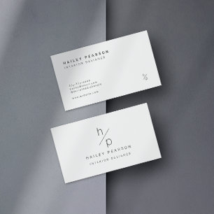 Carte De Visite Monogramme intemporel : Chic minimaliste sur blanc