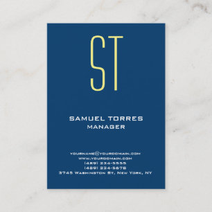 Carte De Visite Monogramme jaune bleu simple simple moderne