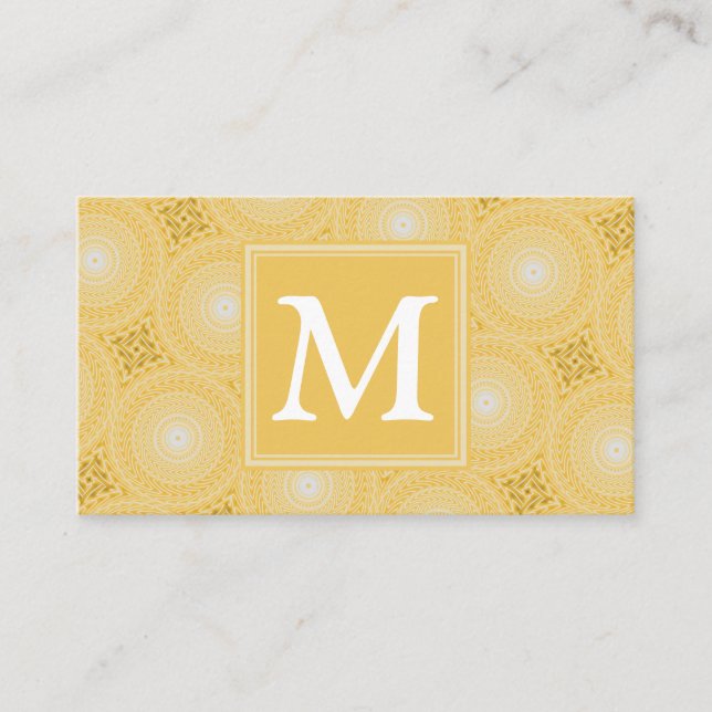 Carte De Visite Monogramme jaune cercles motif (Devant)