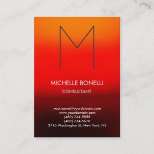 Carte de visite monogramme jaune rouge moderne