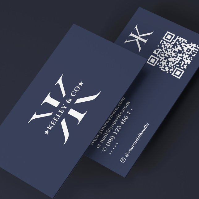 Carte De Visite Monogramme K Moderne Logo Professionnel Bleu Charb (Monogram K Modern Professional Logo Charcoal Blue Business Card
)
