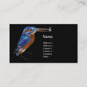 Carte De Visite MONOGRAMME KINGFISHER, Bleu électrique, Noir