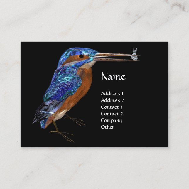 Carte De Visite MONOGRAMME KINGFISHER, Bleu électrique, Noir (Devant)