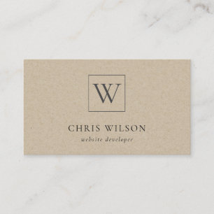 Carte De Visite Monogramme Kraft simple minimal initial