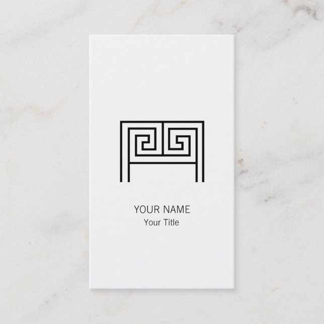 CARTE DE VISITE MONOGRAMME LETTRE GRECQUE M BLANC (Devant)