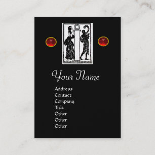 Carte De Visite Monogramme lettre i,Chiffres Antiques Rouge Noir B
