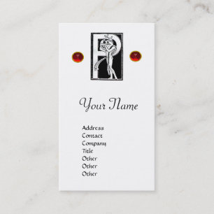Carte De Visite MONOGRAMME LETTRE P ANTIQUE FIGURE Noir Blanc