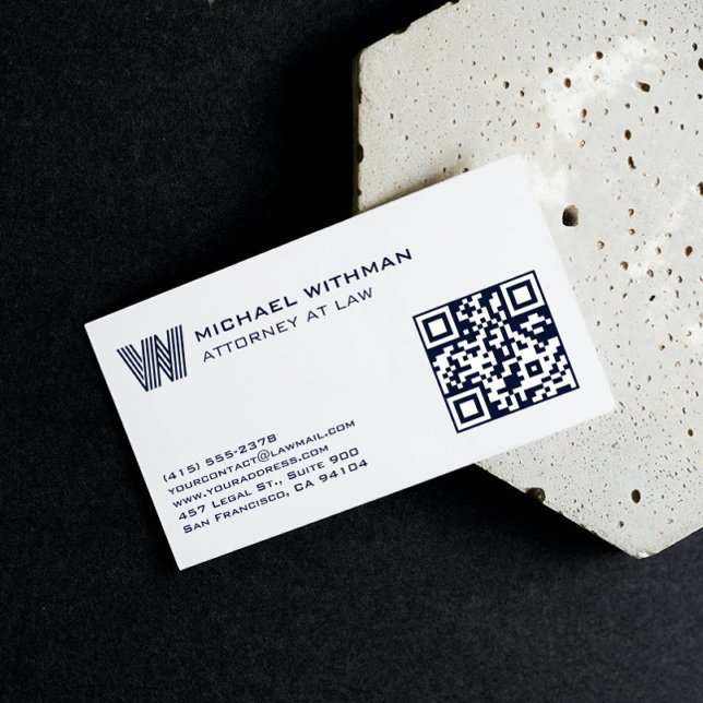 CARTE DE VISITE MONOGRAMME LIGNE BLEUE  QR AVOCAT EXPERT-COMPTABLE (Créateur téléchargé)