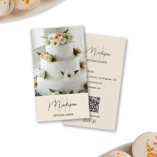 Carte De Visite Monogramme Logo Boulangerie Gâteau Beige