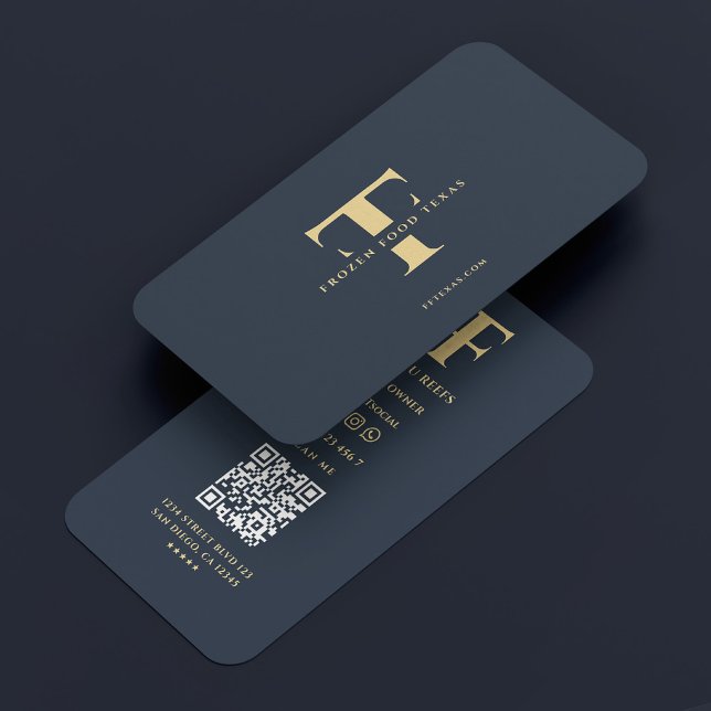 Carte De Visite Monogramme Logo F T Dark Navy bleu moderne (Monogram Logo F T Dark Navy Blue Modern Business Card
)