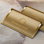 Carte De Visite Monogramme Logo Gold Frame Bronze moderne<br><div class="desc">Deluxe Gold Bordure Monogramme Carte de visite de bronze.</div>