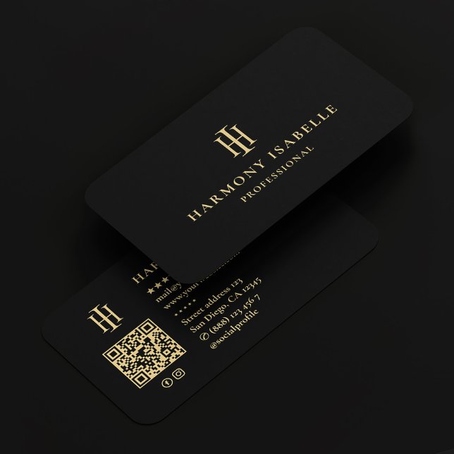 Carte De Visite Monogramme Logo Professionnel Élégant Black Law Fi (HI Monogram Logo Professional Elegant Black Business Card
)
