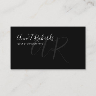 Carte De Visite monogramme manuscrit en noir